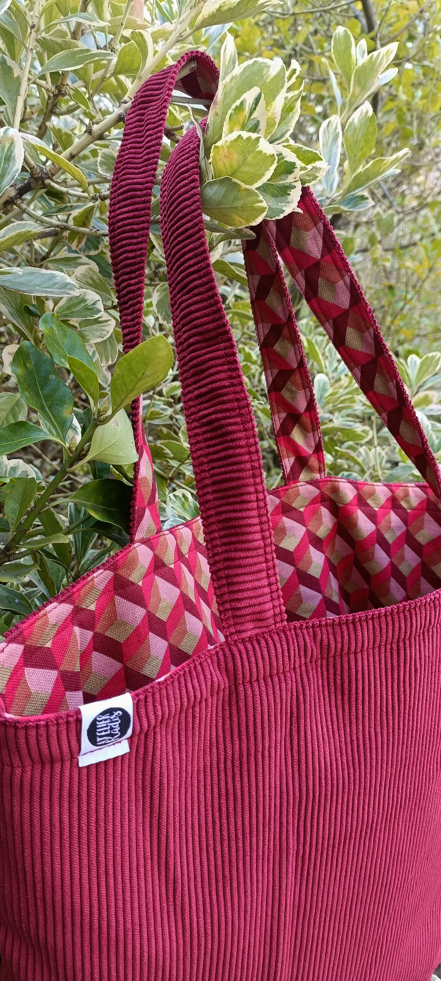Tote - bag  - velours - côtelé